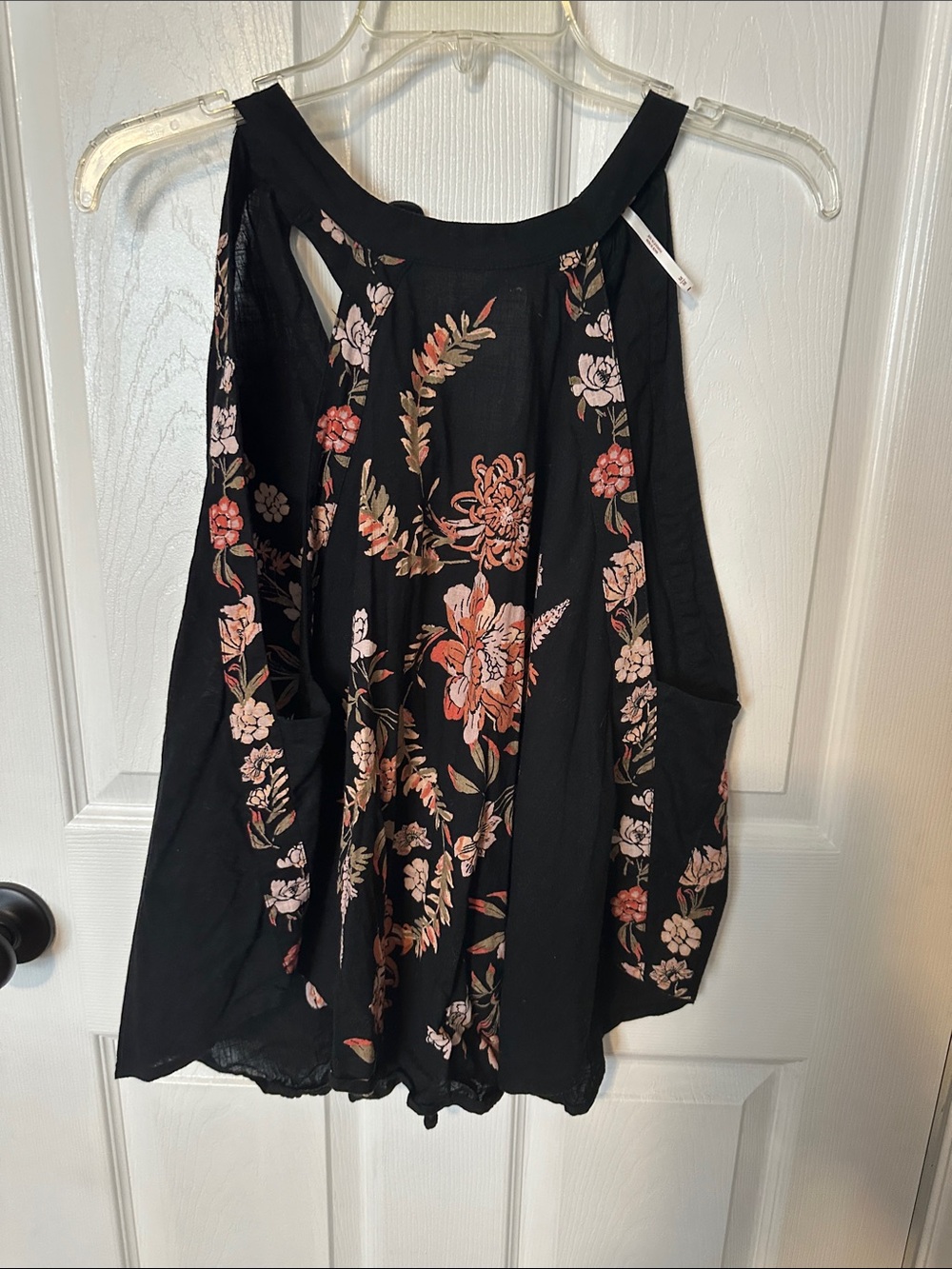 Free People Black Floral Halter Camisole